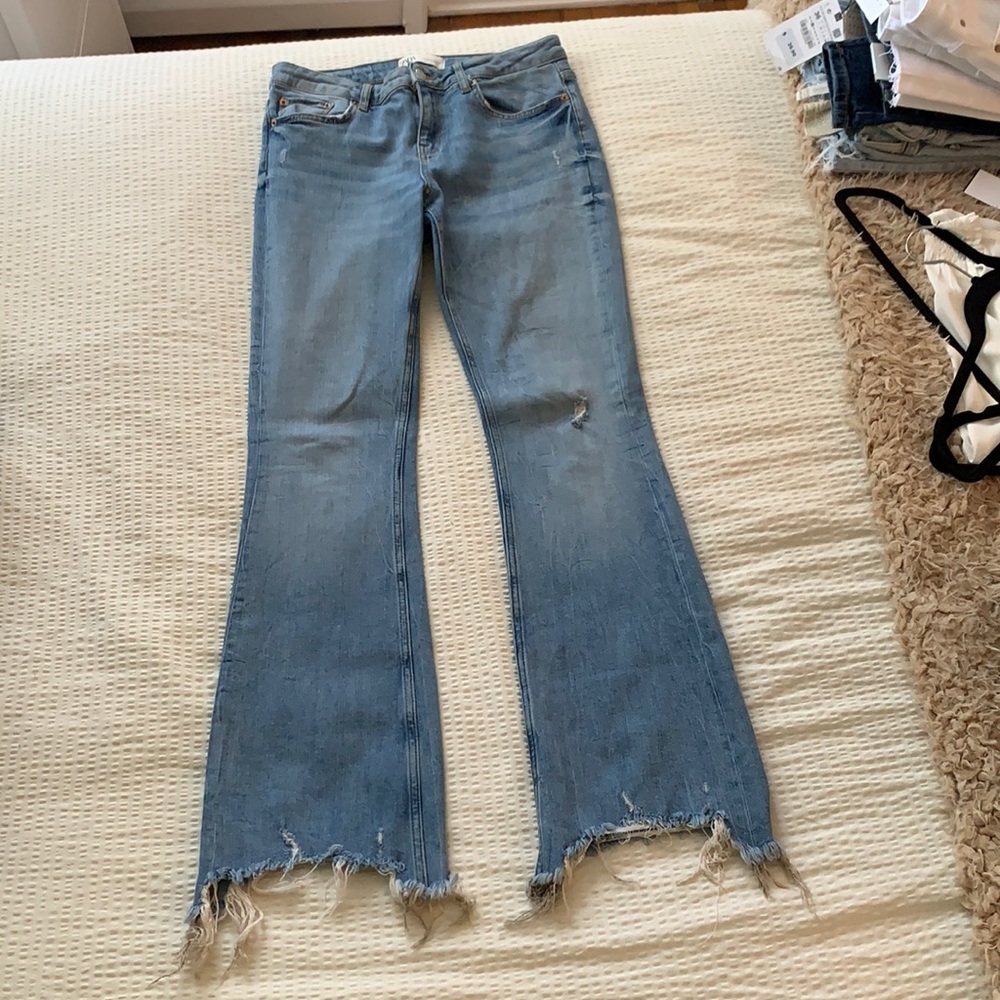 Zara mid rise flare jeans